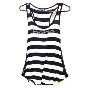 Bebe black & white stripped tank.